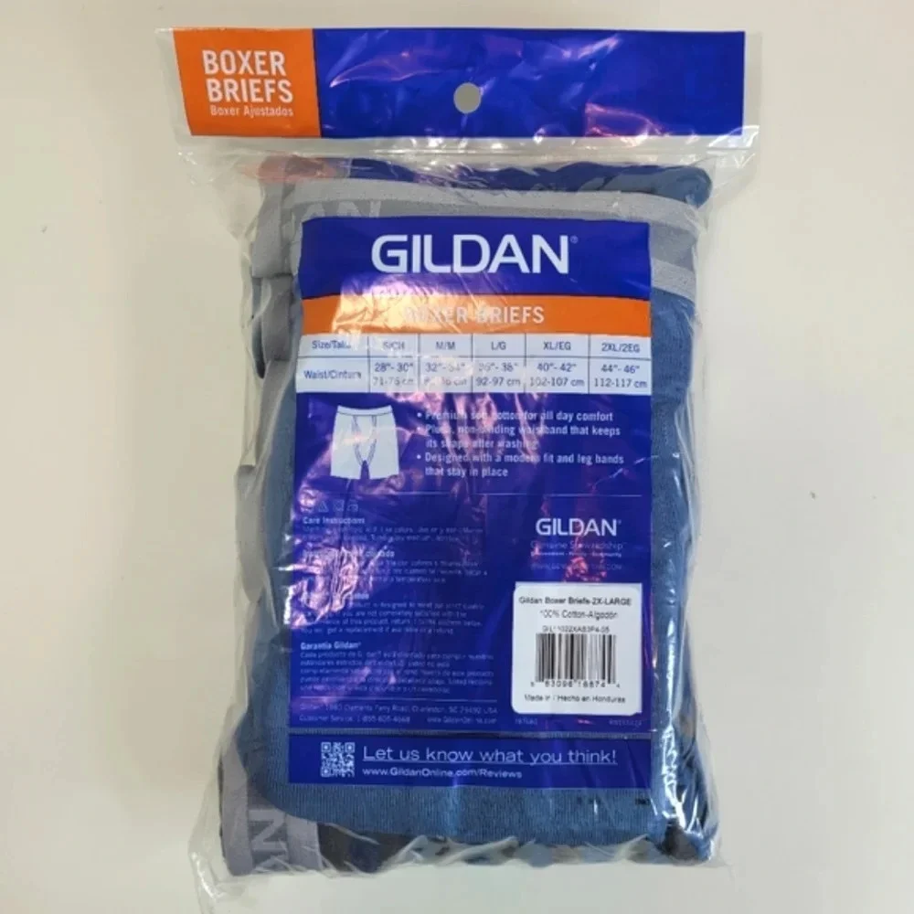 Gildan Boxer briefs Premium Cotton comfort plush waistband 4 pack size 2XL NEW